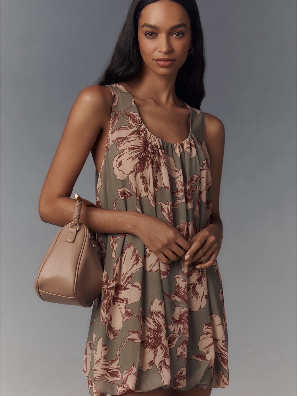 Anthropologie Printed Mesh-Bubble-Hem Tunic